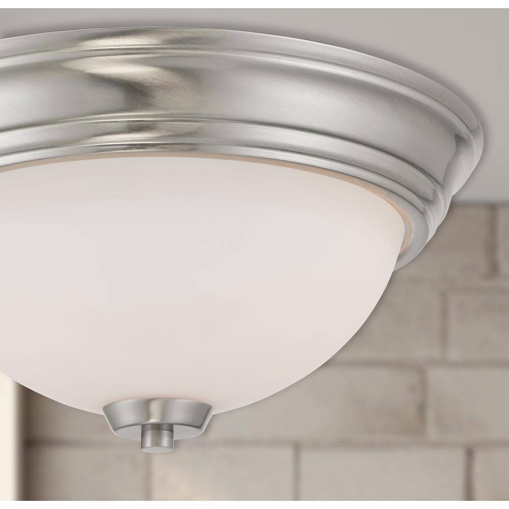 Brushed Nickel Etched Glass 13" Indoor/Outdoor Flush Mount Light