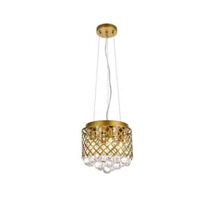 Home Living 40-Watt 4-Light Brass Pendant-Light with Metal Shade, No Bulbs Included