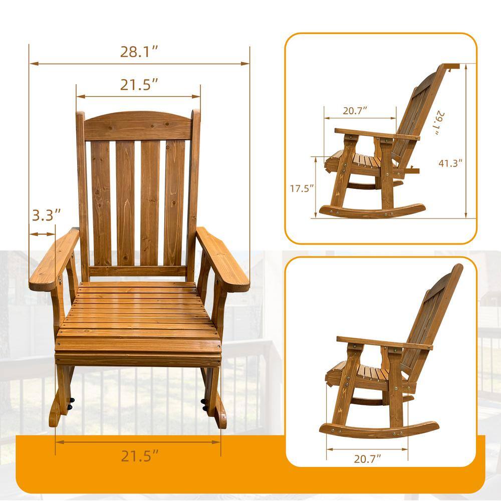 Brown Solid Wood Indoor/Outdoor Rocking Chair
