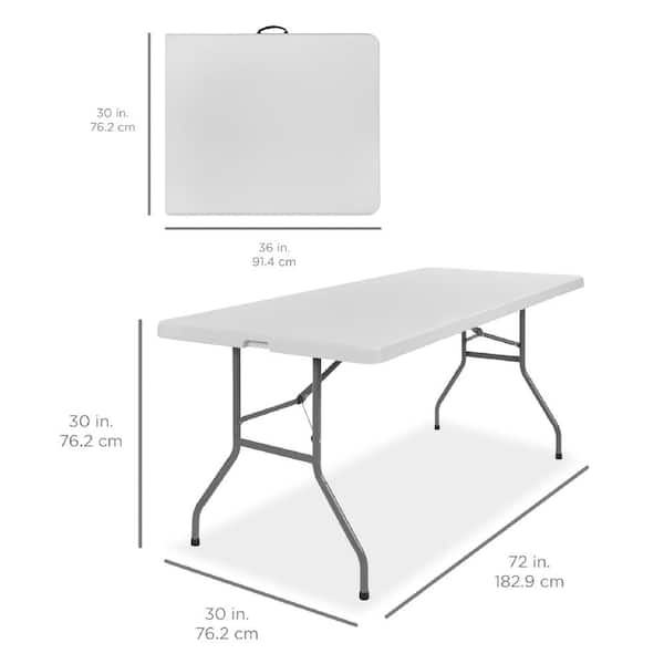 Best Choice Products 72 L Rectangular White Plastic Top Heavy Duty  Folding Table SKY1594