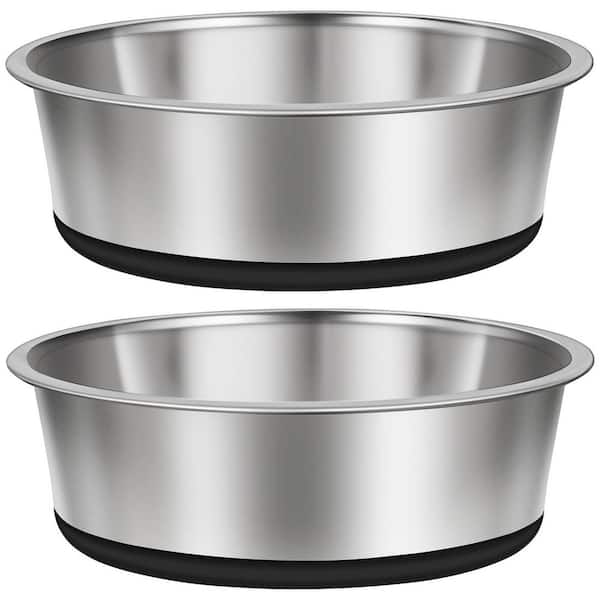 Unbranded Stainless Steel Dog Bowls 8 Cup Set of 2 Silicone Base Anti-Slip Rust Resistant Extra Thick Metal for Medium Dogs
