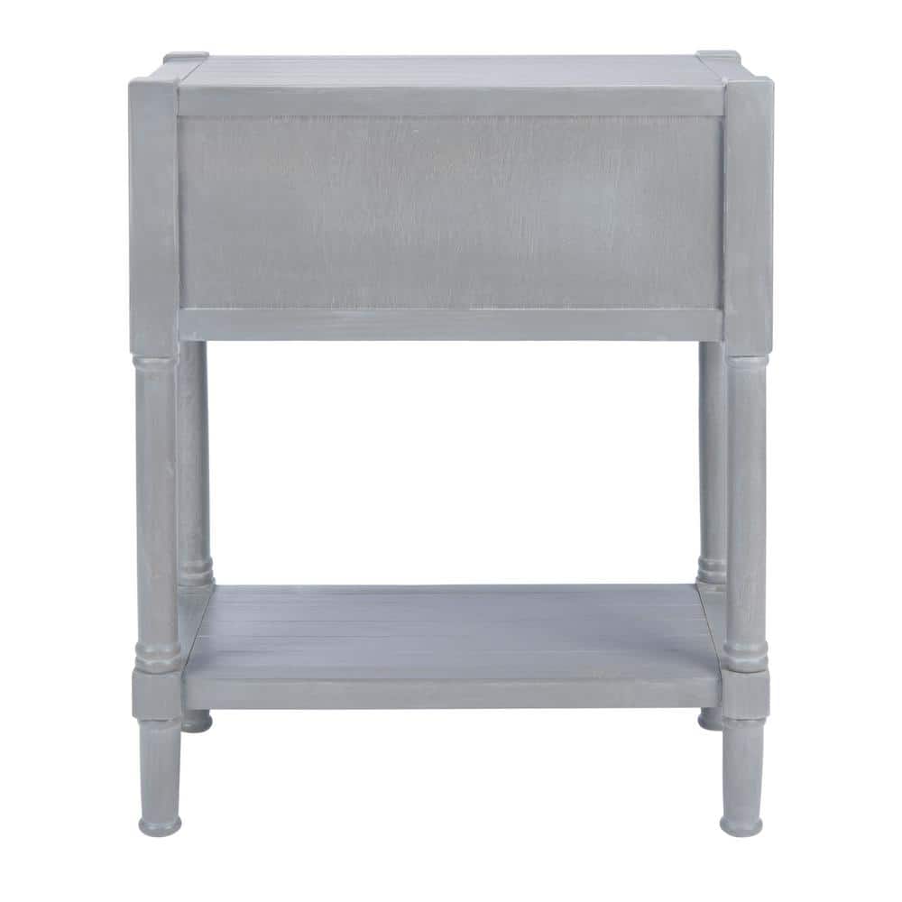 Gray Pine and Steel Console Table with Storage