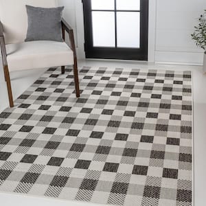 Darcy Traditional Geometric Bold Gingham Black/Cream 8 ft. x 10 ft. Indoor/Outdoor Area Rug