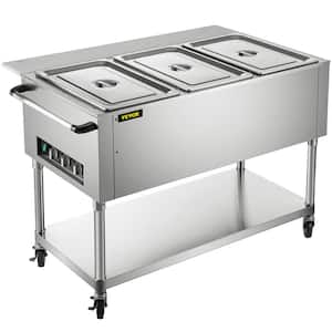 58 qt. Commercial Electric Food Warmer 3-Pot Steam Table Food Warmer 0-100℃ with ETL Certification for Catering