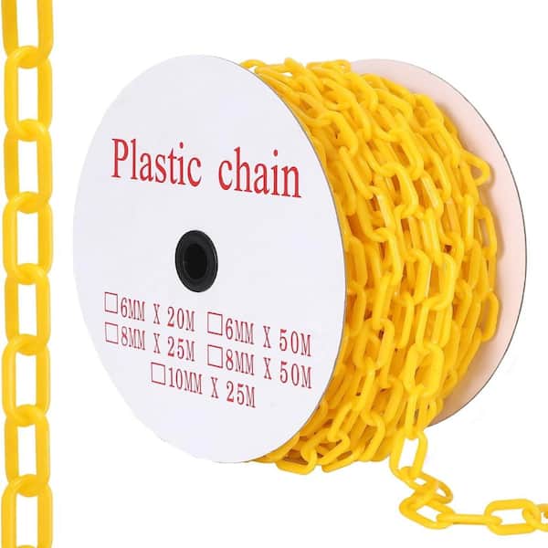 120 FT Plastic Chain Links, Safety Chain with 25 Hooks, Plastic Barrier Chains for Crowd Control, Parking Driveways
