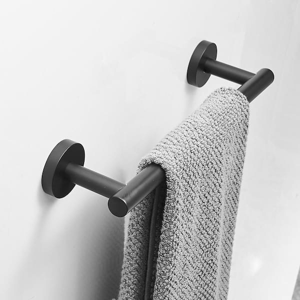 8-Piece Bathroom Hardware Set with Bathroom Towel Rack in Matte Black