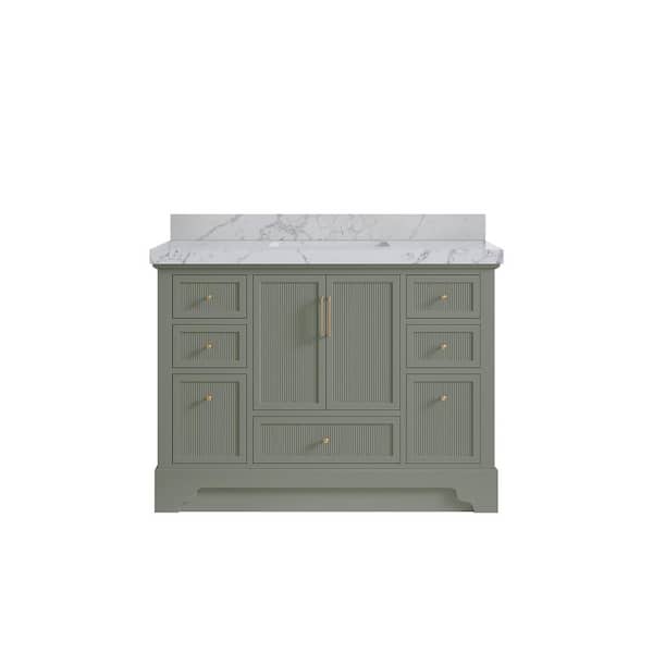 Willow Collections Alys 48 in. W x 22 in. D x 36 in. H Single Sink Bath Vanity in Evergreen with 2" Venatino Quartz Top