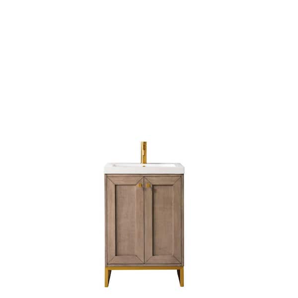 James Martin Vanities Chianti 19.6 in. W x 15.4 in. D x 35.5 in. H Bath Vanity in Whitewashed Walnut with White Glossy Top