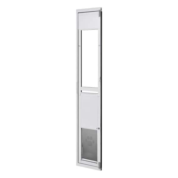 Adjustable Sliding Glass Dog Door, Aluminum Frame with Flap and Lock for Large Dogs, 75 7/8in. to 80 11/16in. Height