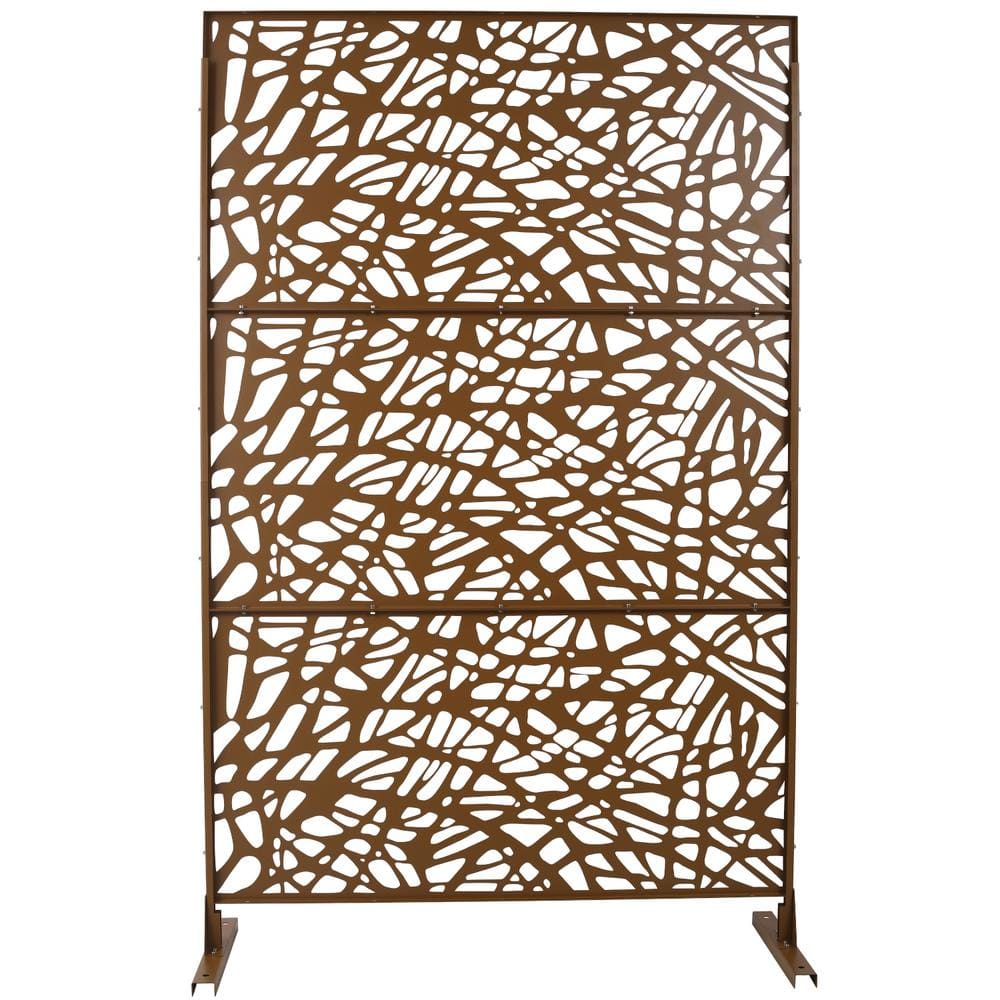 6.3 ft. x 4 ft. Brown Steel Freestanding Flat Flat Top Decorative Privacy Screen Metal Fence Panel price history on PriceWatchPro