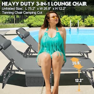 5-Fold Sleeping Cots for Adults Portable Lounge Chair for Beach Lawn Camping Pool Sun Tanning, Sunbathing Chairs