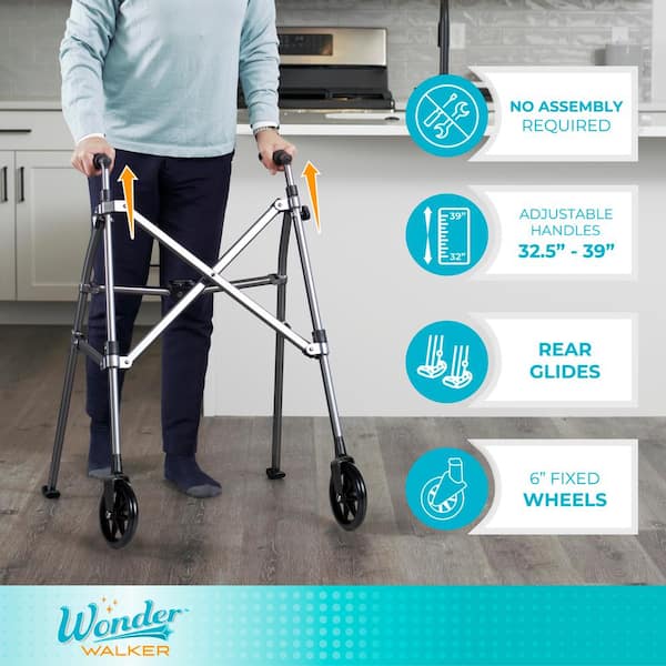 Stander Wonder Walker, 2-Wheel Lightweight Folding Walker in