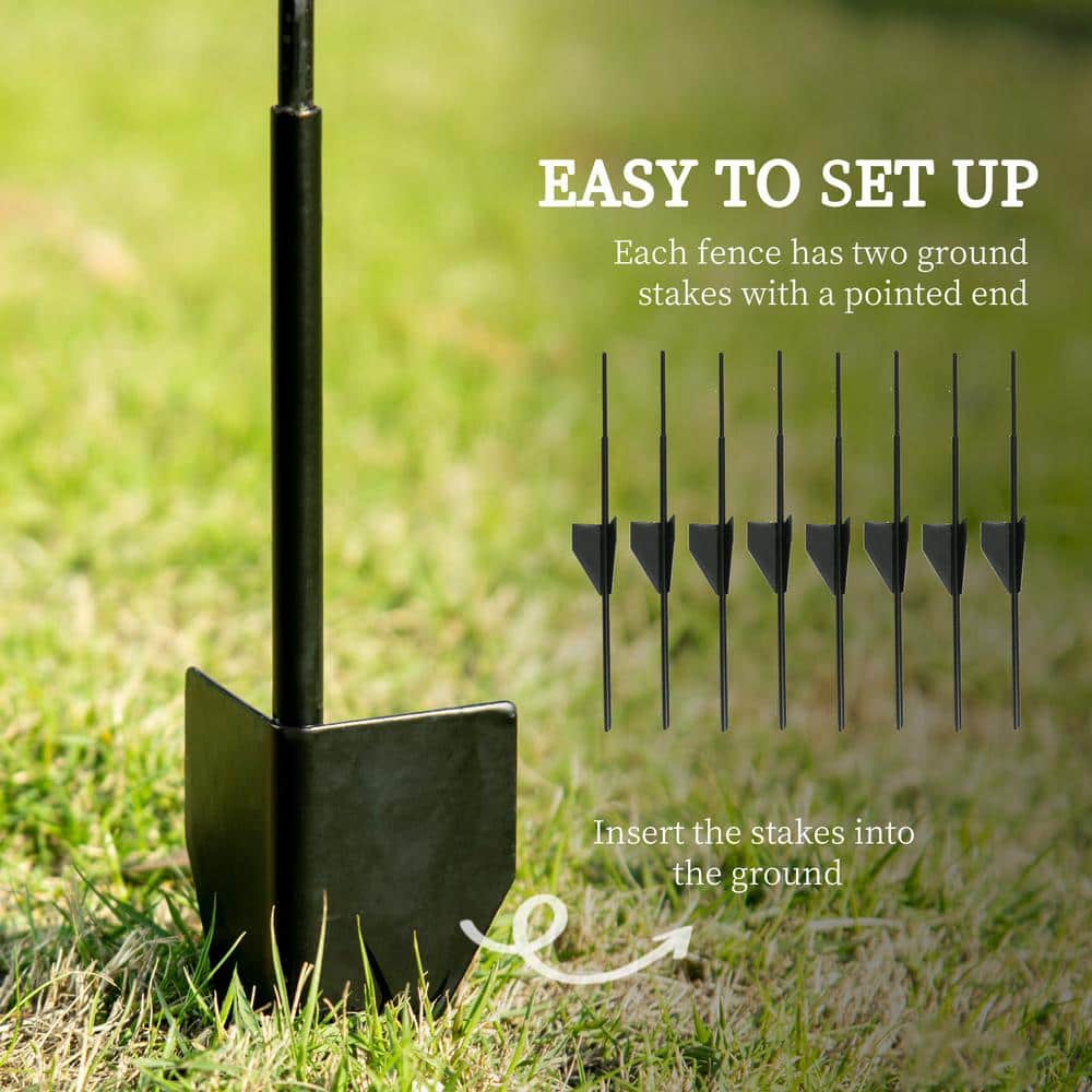 11.4' Black Steel Garden Fence Decorative Border