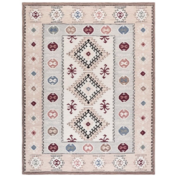 Metro 8 ft. x 10 ft. Ivory/Rust Tribal Area Rug