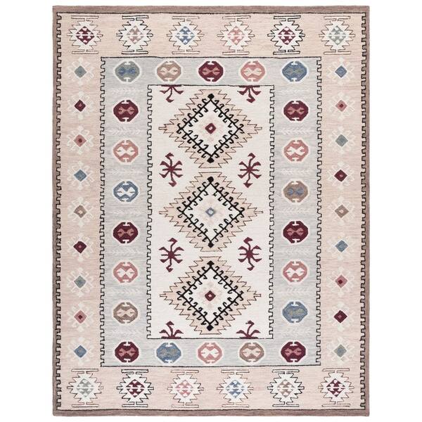 Metro 9 ft. x 12 ft. Ivory/Rust Tribal Area Rug