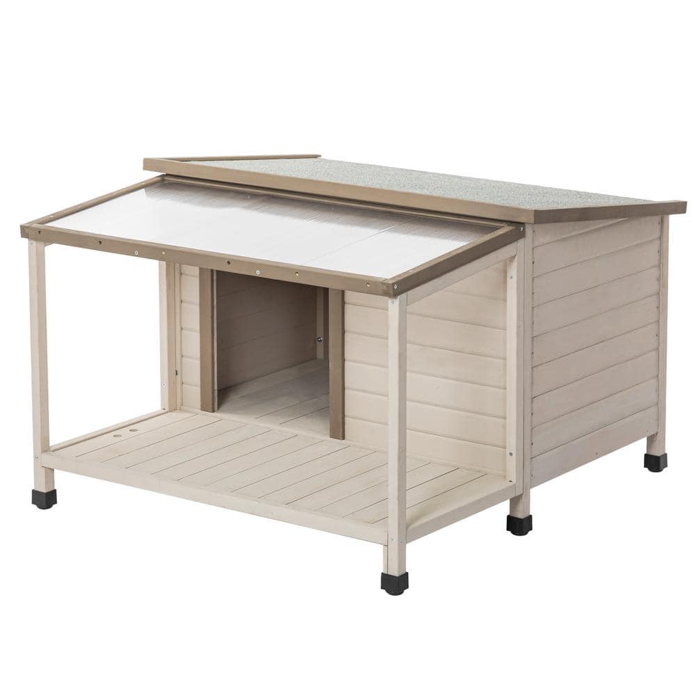 cenadinz Outdoor Fir Wood Dog House with An Open Roof Ideal for Small