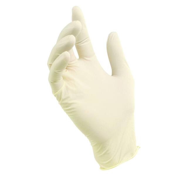 HDX Fits All White Disposable Latex Cleaning Gloves 10-Count