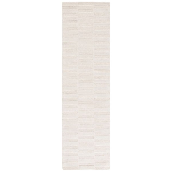 Ebony 2 ft. x 8 ft. Ivory Solid High-Low Runner Rug