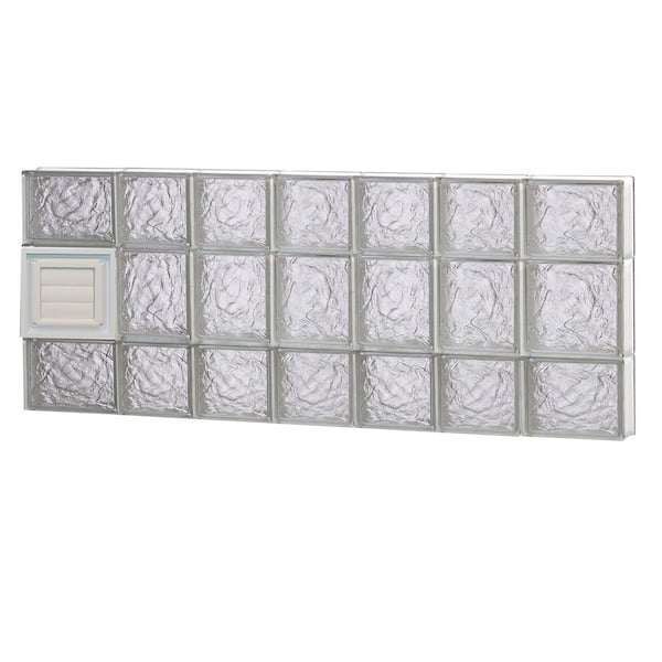Clearly Secure 44.25 in. x 19.25 in. x 3.125 in. Frameless Ice Pattern Glass Block Window with Dryer Vent