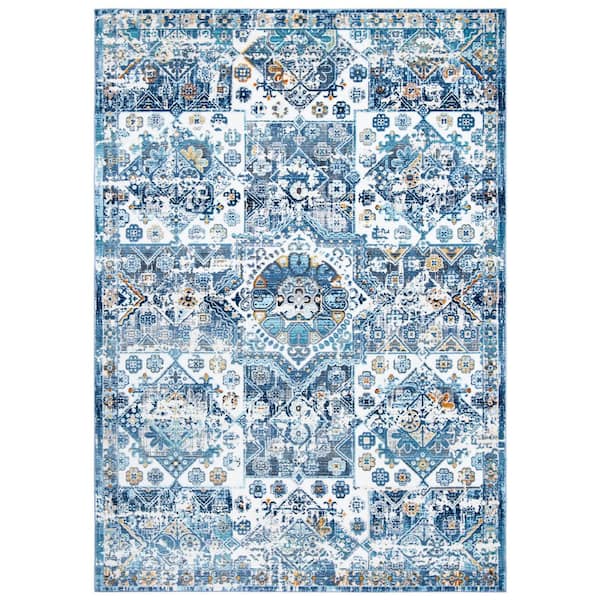 SAFAVIEH Aria 5 ft. x 8 ft. Ivory/Navy Distressed Cross Area Rug