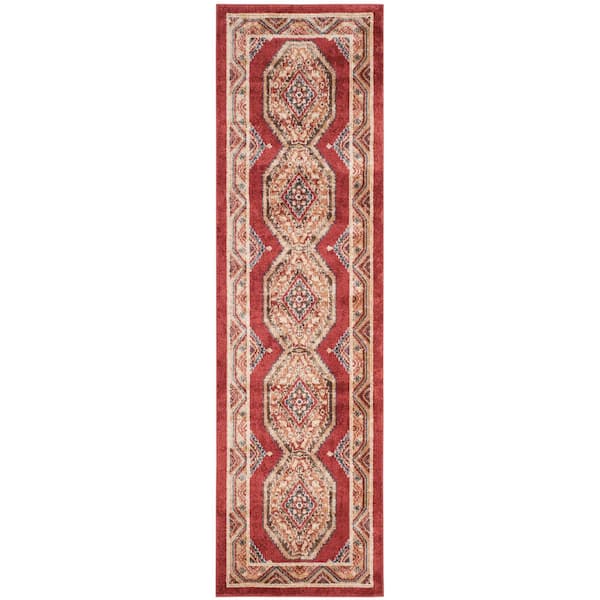 Bijar Red/Rust 2 ft. x 6 ft. Border Runner Rug