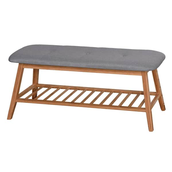 Wateday Natural Color Entryway Shoe Rack Bench 17.3 in. H x 12 in. W x 39.3 in. D