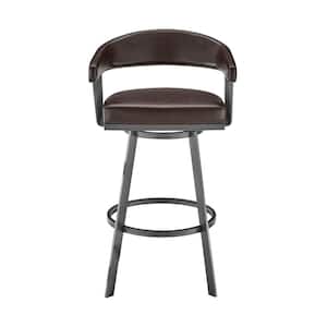26 in. Mod Chocolate Faux Leather Java Brown Finish Swivel Bar Stool