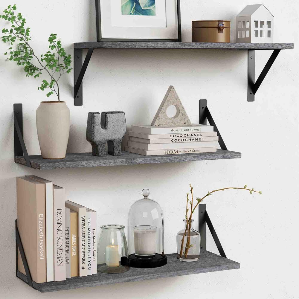24 in. W x 8 in. D Floating Decorative Wall Shelf Set of 3