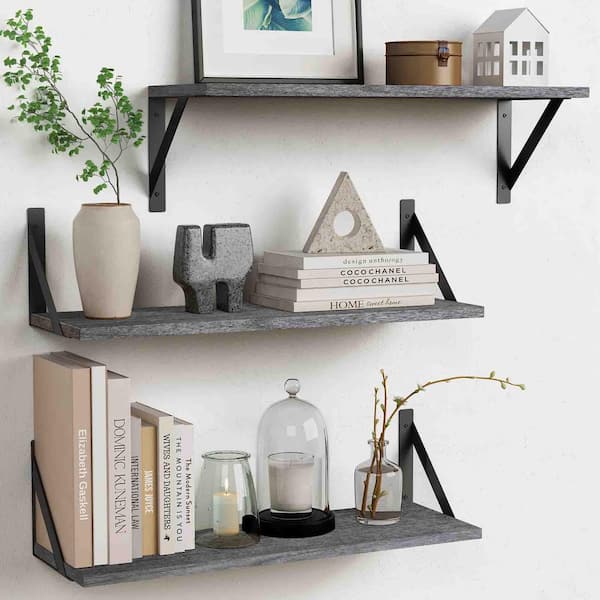 Unbranded 24 in. W x 8 in. D Floating Decorative Wall Shelf Set of 3