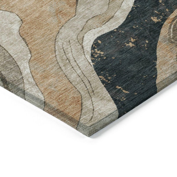 Chantille Machine Washable Indoor/Outdoor Abstract ACN2219 Putty 9 ft. x 12 ft. Area Rug