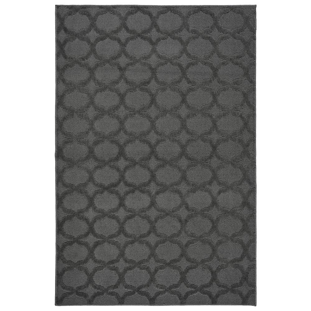 Cinder Gray Trellis Tufted 4' x 6' Synthetic Area Rug