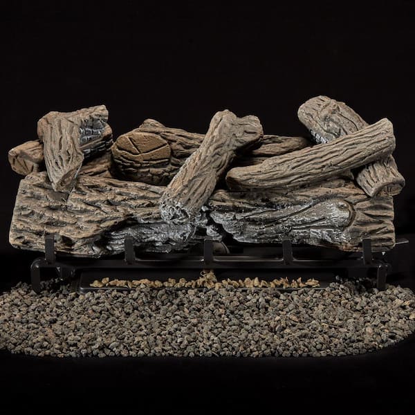 BLUEGRASS LIVING Vent Free Natural Gas Log Set - 24 Inch Traditional Oak, 32,000 BTU, Remote Control