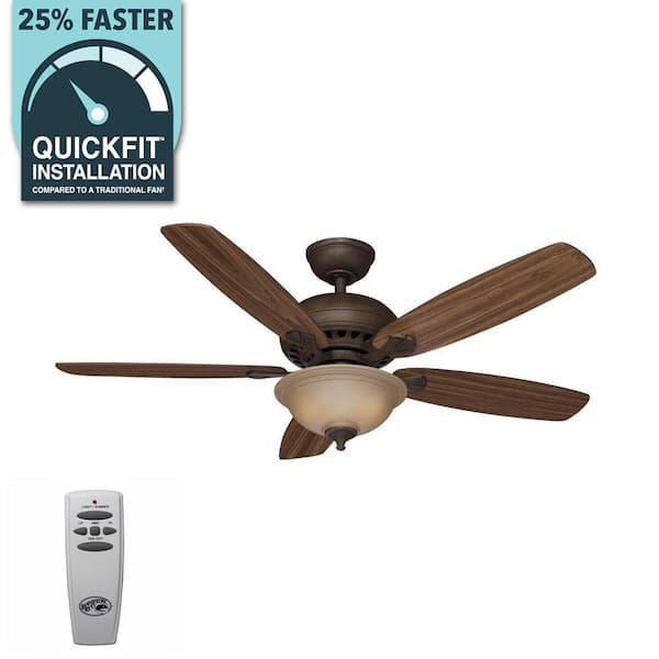 Southwind 52 in. Indoor LED Venetian Bronze Ceiling Fan with 5 Reversible Blades, Light Kit, Downrod and Remote Control