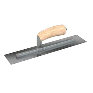 14 in. x 3 in. Carbon Steel Square End Finishing Trowel with Wood Handle