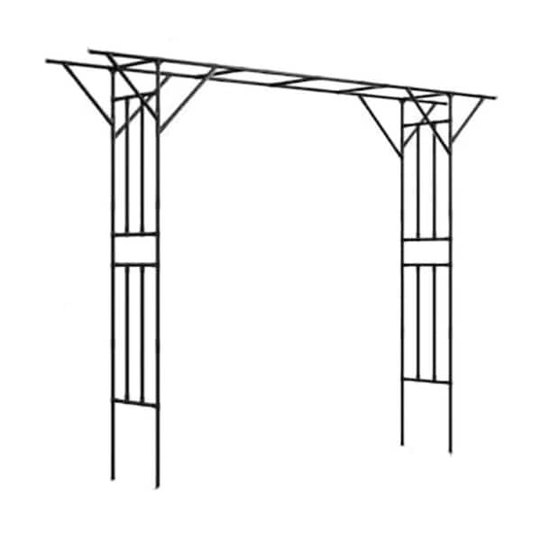 106 x 140 Galvanized Steel Flattop Garden Arbor Outdoor Wedding Arch Trellis for Climbing Plants Yard Decor