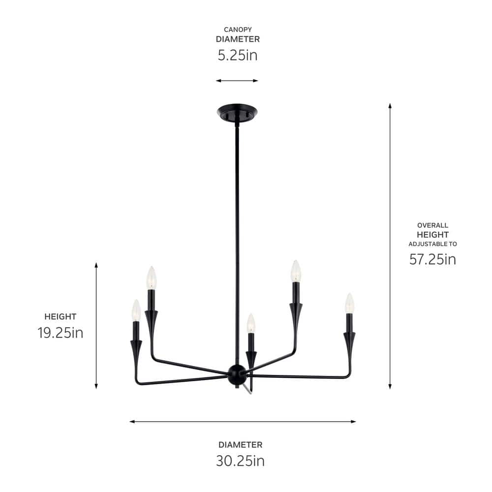 Alvaro Black 5-Light Modern Candle Chandelier