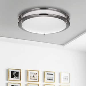 12 in. 18-Watt Round Brushed Nickel Integrated LED Flush Mount Ceiling Light with 5CCT Dimmable Function for Bedroom
