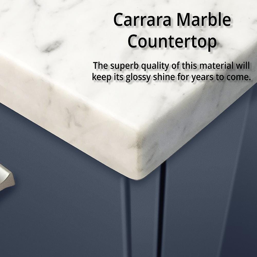 Geneva 60" Navy Blue Double Vanity with White Marble Top