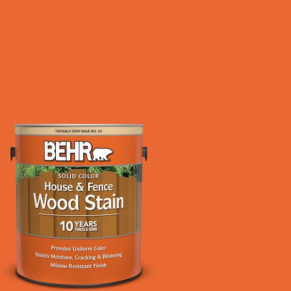 BEHR 1 gal. #220B-7 Electric Orange Solid Color House and Fence Exterior Wood Stain