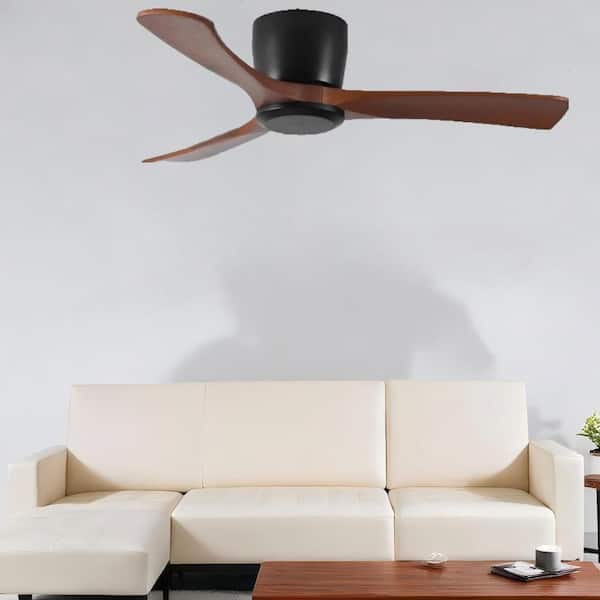 42 in. Indoor Black Flush Mount Standard Ceiling Fan without Light for Living Room
