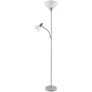 71.5 in. Silver Mother/Daughter Floor Lamp with LED Bulb Included