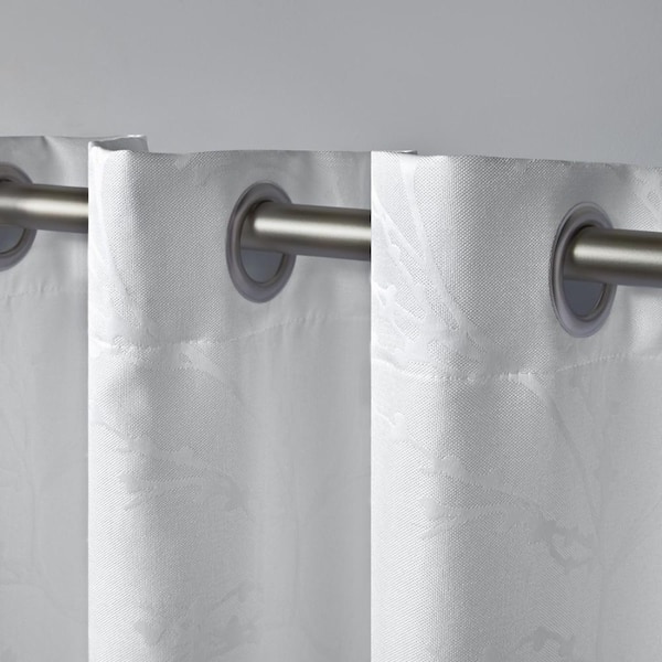 Kilberry Winter White Nature Woven Room Darkening Grommet Top Curtain, 52 in. W x 96 in. L (Set of 2)