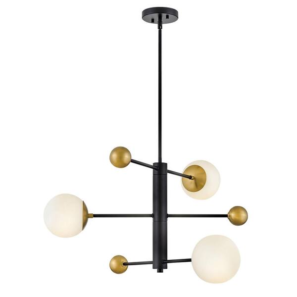 LARK - Auggie 3-Light Black Globe Chandelier