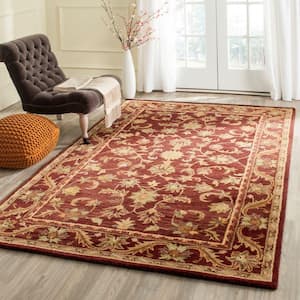 Antiquity Wine/Gold 4 ft. x 6 ft. Border Floral Solid Area Rug