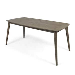 71 in. Gray Oval Acacia Wood Outdoor Dining Table
