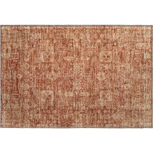 Mayfield Premium Machine Washable Indoor/Outdoor Geometric AMF637 Paprika 1 ft. 8 in. x 2 ft. 6 in. Area Rug