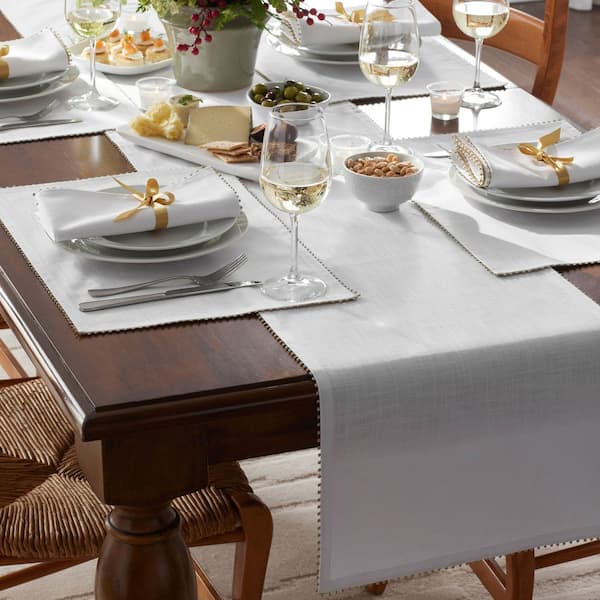 Company Cotton Pom Fringe 20 in. W x 14 in. H Metallic Gold Cotton Placemat Set of 4
