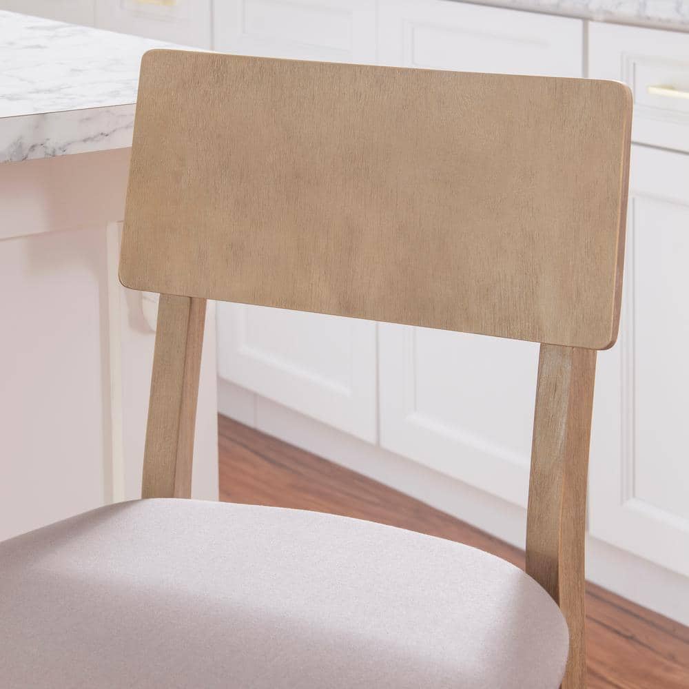 Gray Wood Backless Counter Stool with Padded Seat