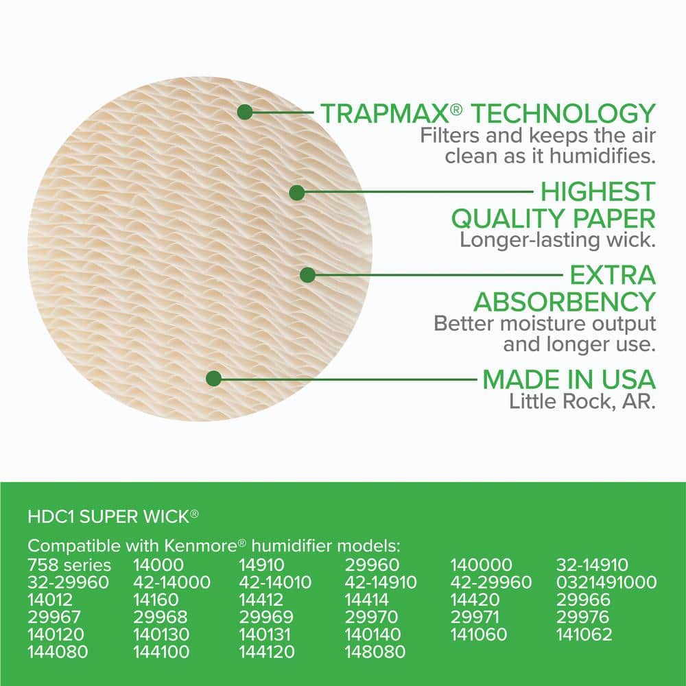 White Paper Humidifier Replacement Wick Filter, 2-Pack