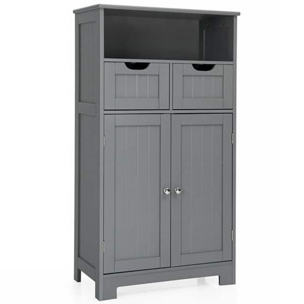 Bunpeony 24 in. W x 12 in. D x 43 in. H Gray Double Door Bathroom Linen ...